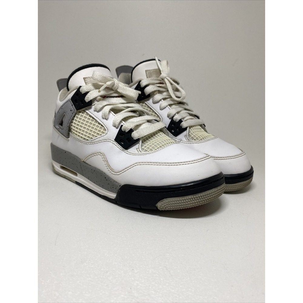 Nike Air Jordan 4 IV White Cement Retro Jordan Basketball Shoes 836016-192 Sz 4Y